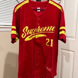 Supreme FW20 Velour Baseball Jersey Red
